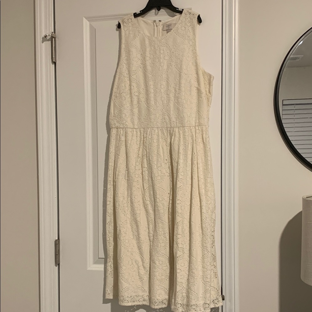 LOFT Cream Lace Midi Dress